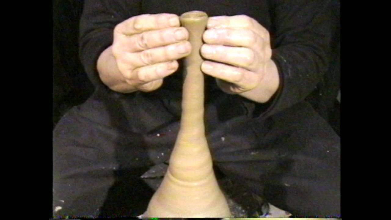 鶴首花瓶ロクロから仕上げ　　　せいざん