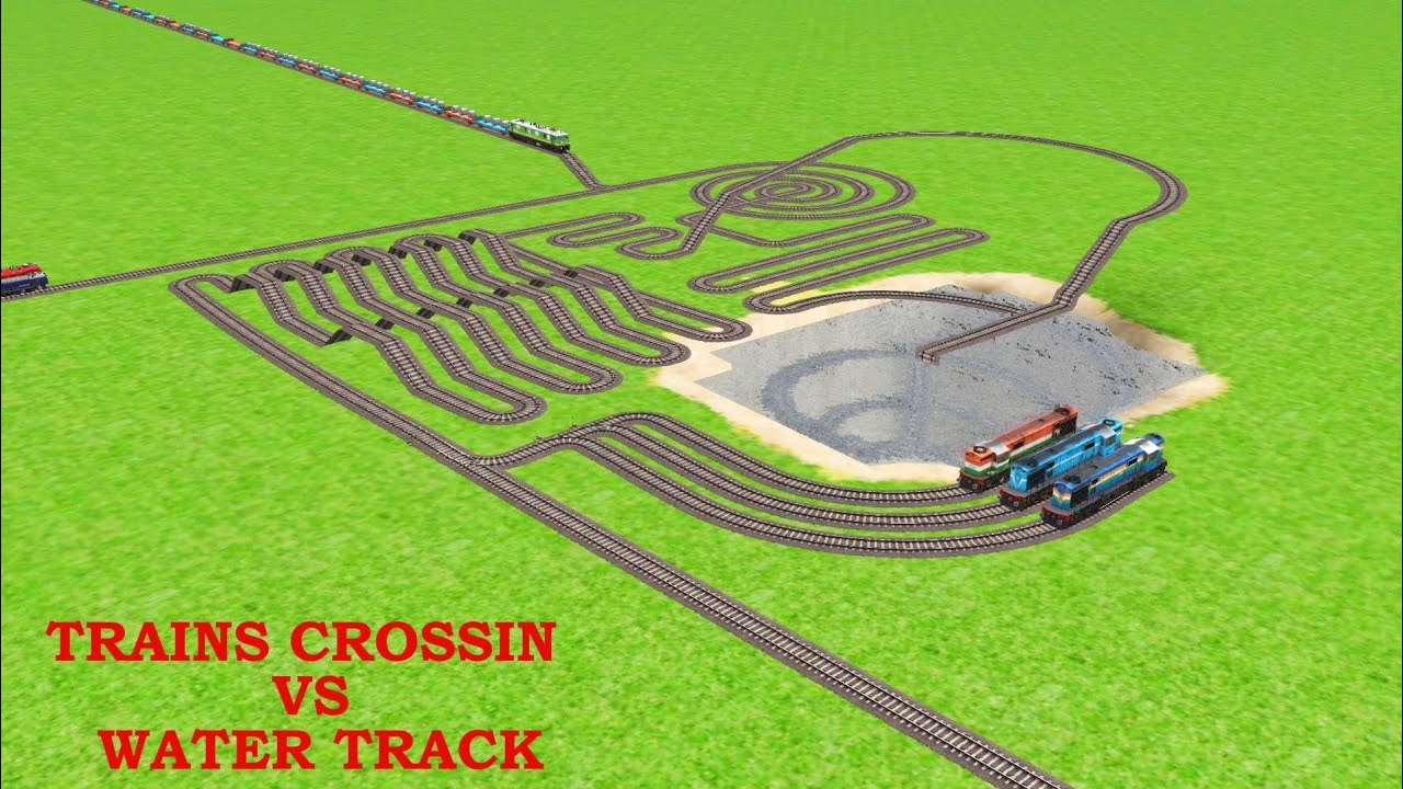 TRAINS CROSSIN VS WATER TRACKS ZIG ZAG TRACKS RAILROAD RAILWORK BEANG DRIVE 