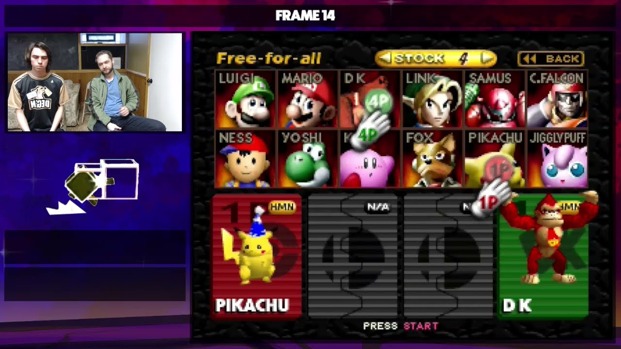 FRAME 14 Winners Quarter Finals etab (Pikachu) Vs. SuPeRbOoMfAn (DK/Donkey Kong) Smash 64 - SSB64