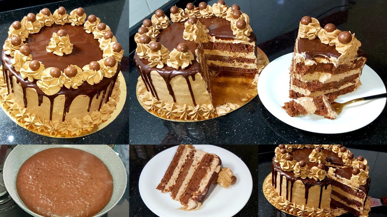 كيكة او قاطو🎂 بنكهة الشكلاطة🍫بثلاث طبقات من الجنواز في المقلاة بدون فرن مع كريمة اقتصادية بدون زبدة😲