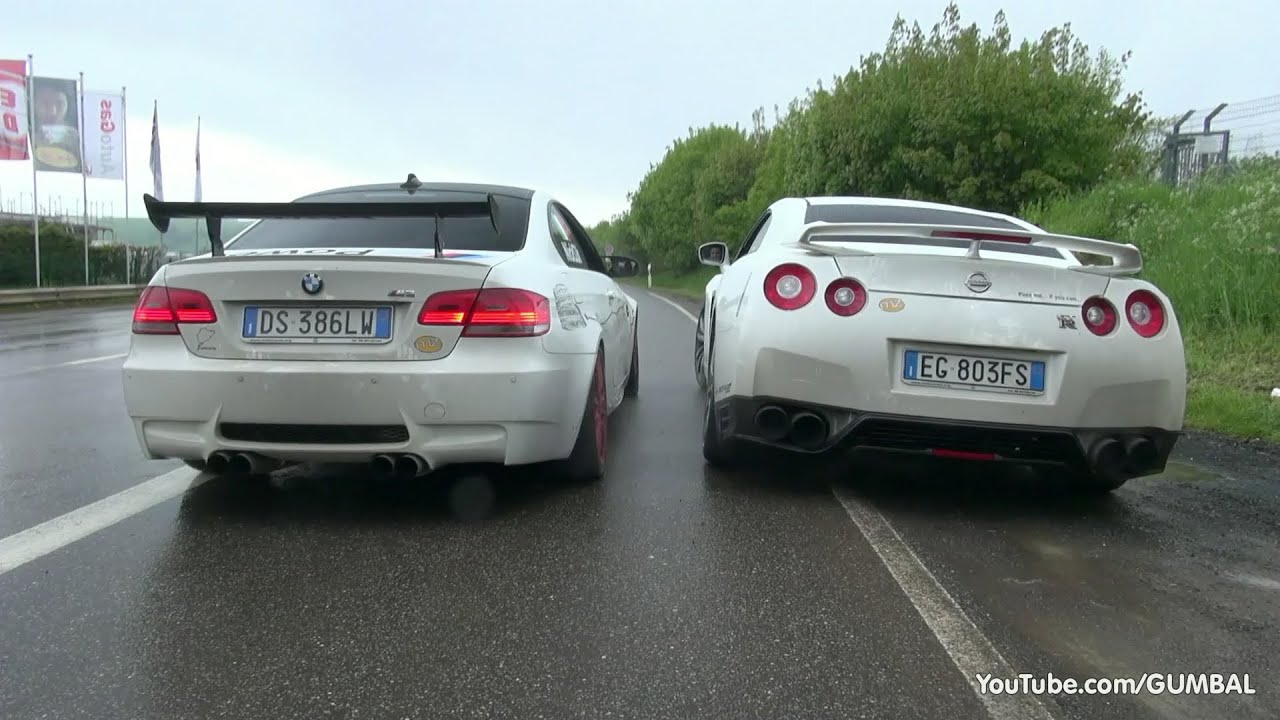 VERY LOUD Meisterschaft Nissan R35 GT-R vs BMW E92 M3 w/ F1 SuperSprint Exhaust!