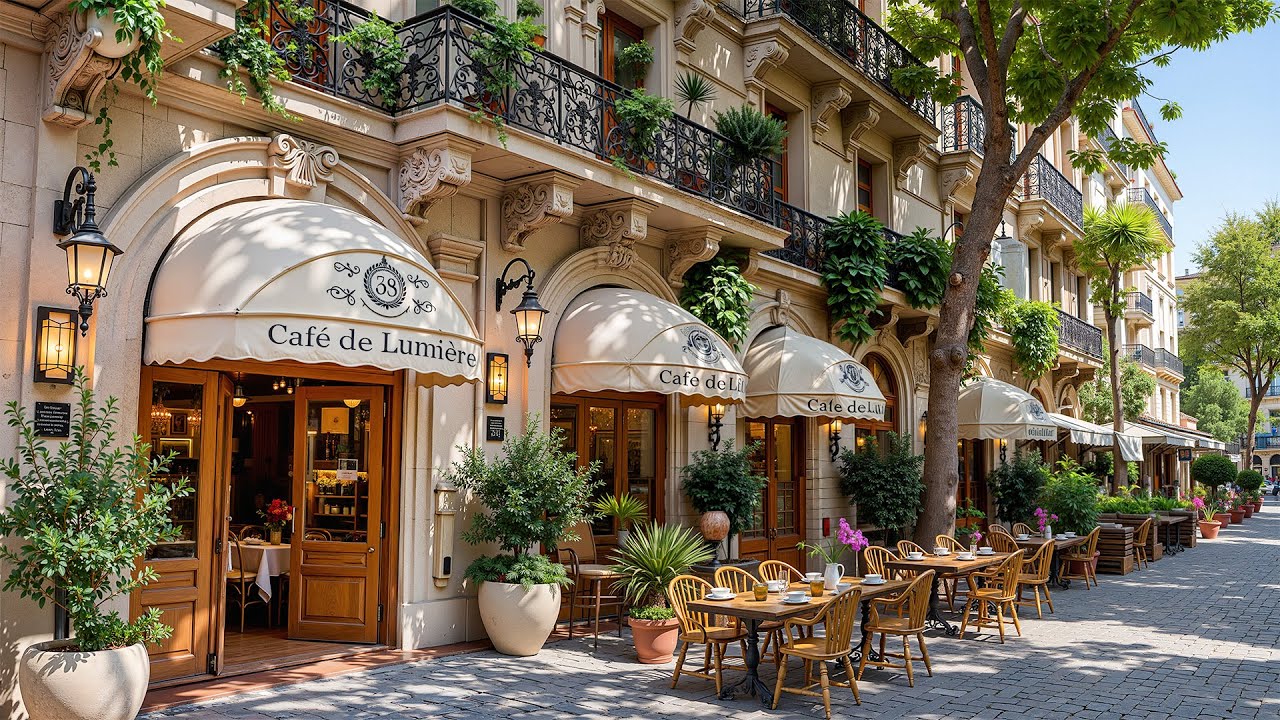 Elegant Morning Jazz at a French Caf&eacute; Street ☕Smooth Bossa Nova & Soft Jazz Music for Focus and Calm