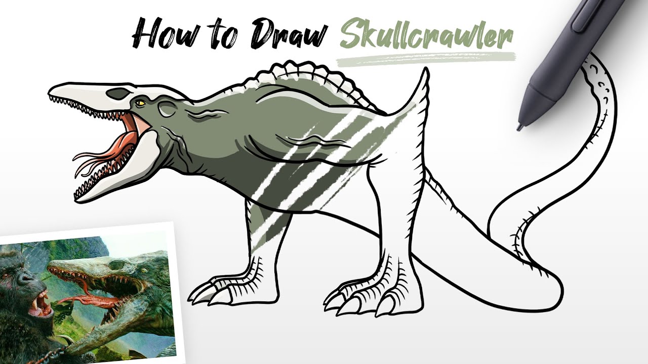 How to Draw Skullcrawler monster from King Kong Skull Island Easy Step By Step