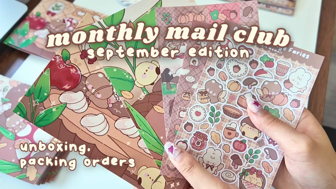 monthly mail club vlog 💌🤎 september cozy theme, sticker unboxing, packing letters