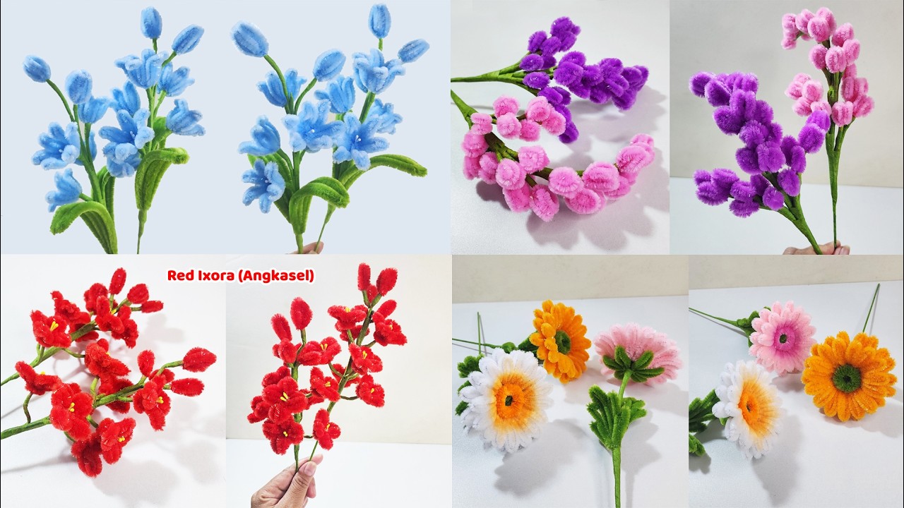 4 Easy Pipe Cleaner Flowers DIY 🌼 Ixora, Lavender & Daisy Tutorial Compilation | BeYouCraft