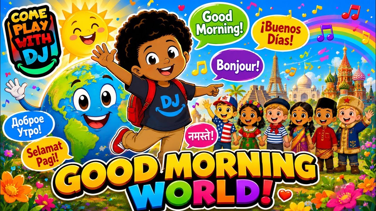 GOOD MORNING SONG in 6 LANGUAGES for KIDS Good morning around the world song with DJ
