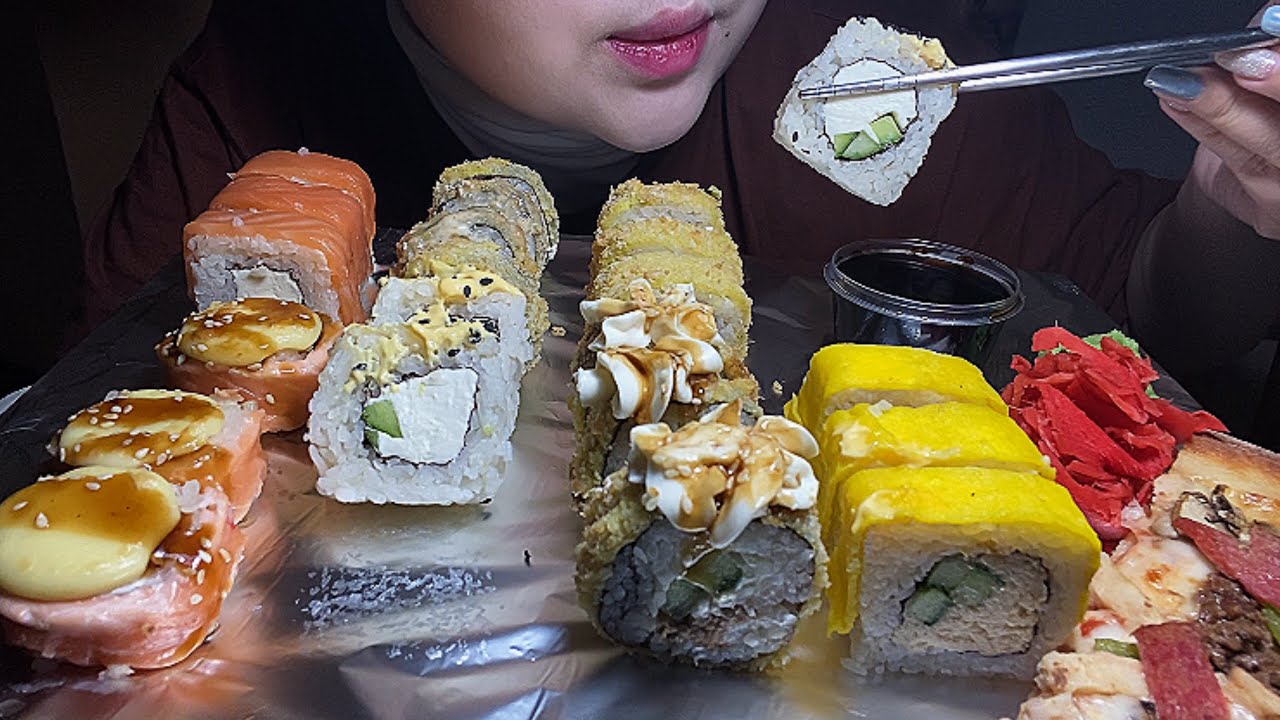 MUKBANG|ASMR SUSHI/ROLLS & PIZZA🍣🍱 (no talking) СУШИ/РОЛЛЫ/ПИЦЦА