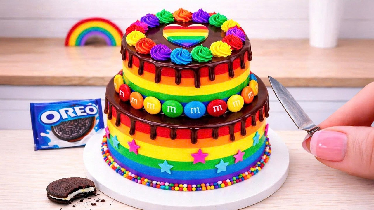 Mini Rainbow Chocolate Cake Recipe With OREO 🌈🍫 Satisfying Mini Cake Challenge & ASMR