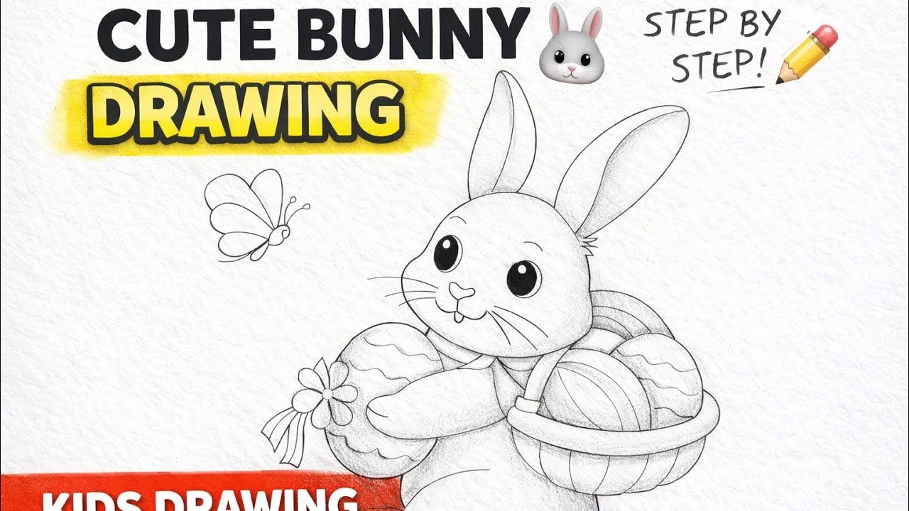 Cute Bunny Drawing 🐰 | Easy Rabbit Pencil Drawing for Kids | Step by Step Tutorial