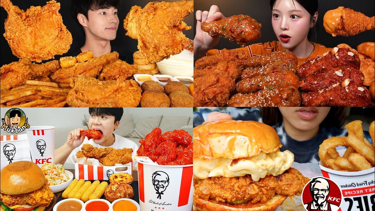 ASMR MUKBANG| KFC CRISPY FRIED CHICKEN, CHICKEN BURGER | MUKBANG EATING COMPILATION
