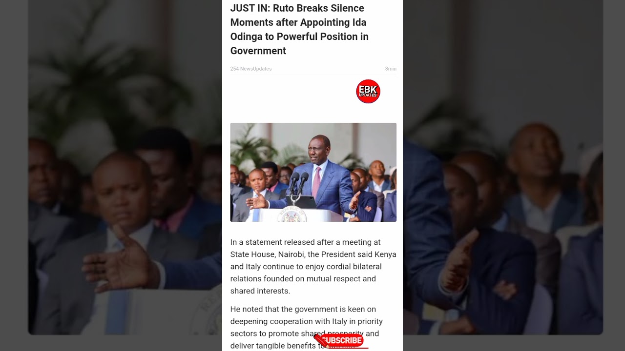JUST IN: Ruto Breaks Silence Moments after Appointing Ida Odinga to Powerful Position in Government
