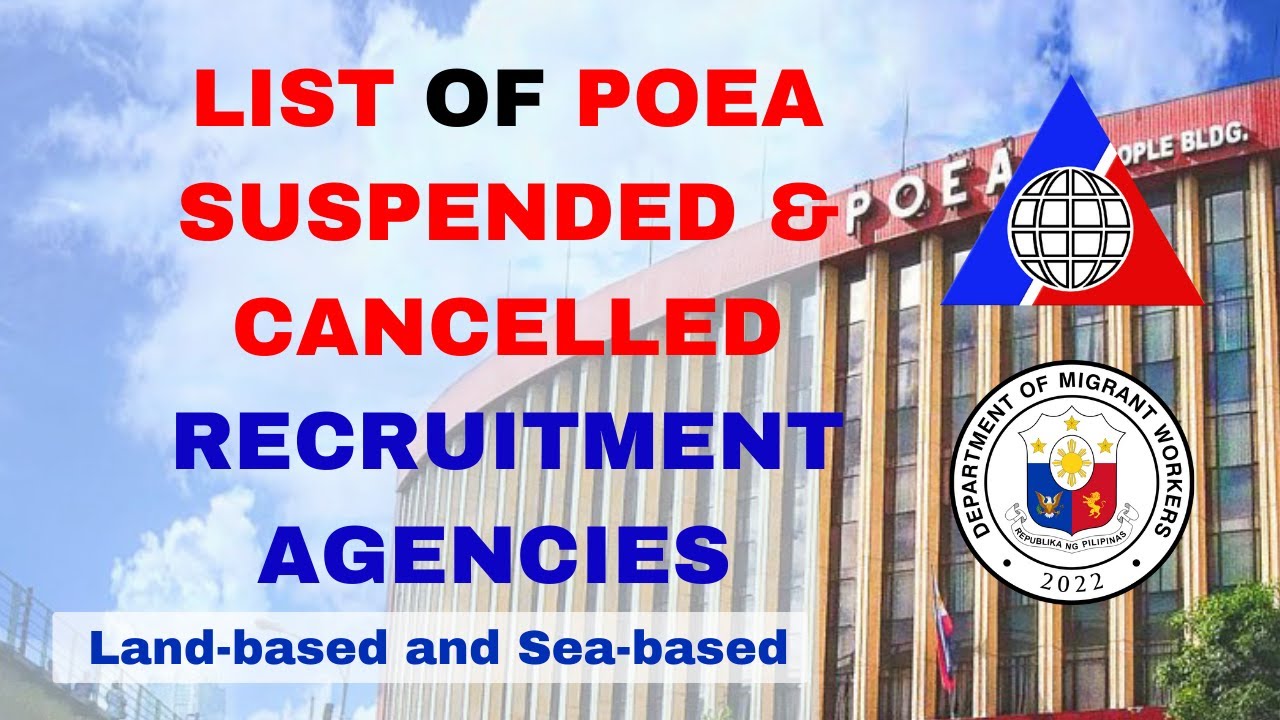LIST OF POEA CANCELLED AND SUSPENDED RECRUITMENT AGENCIES. LAND-BASED AND SEA-BASED