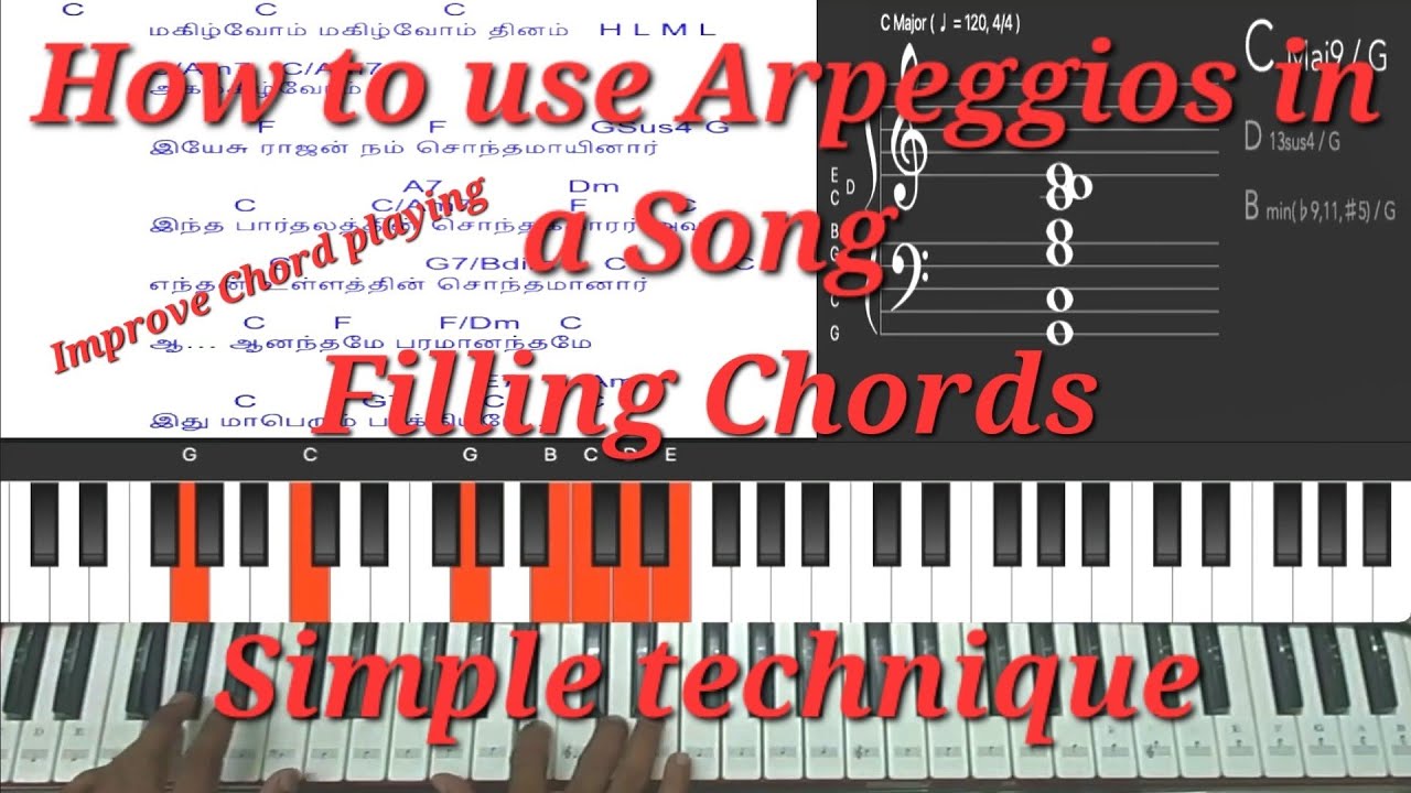 Chord Fills|| Arpeggio patterns|Keyboard Lesson|| Simple technique||தமிழில்