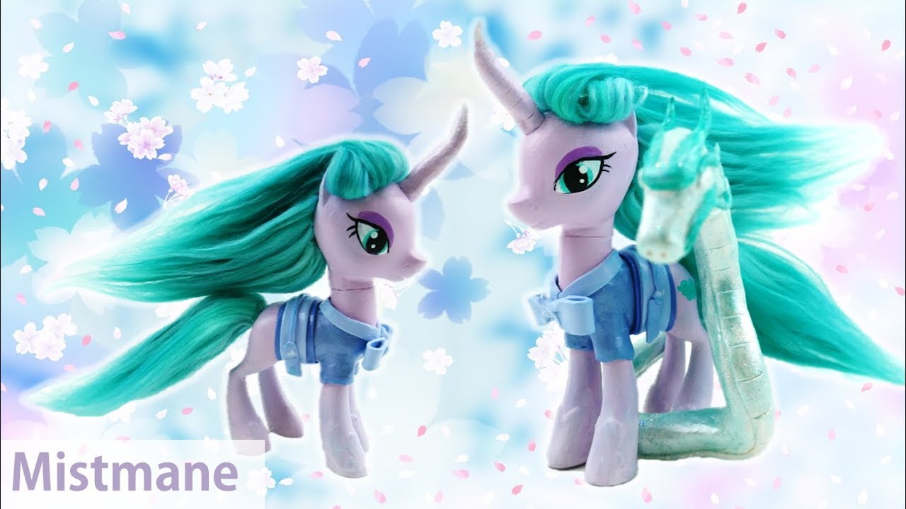 My Little Pony Custom Mistmane Unicorn and Dragon - Campfire Tales