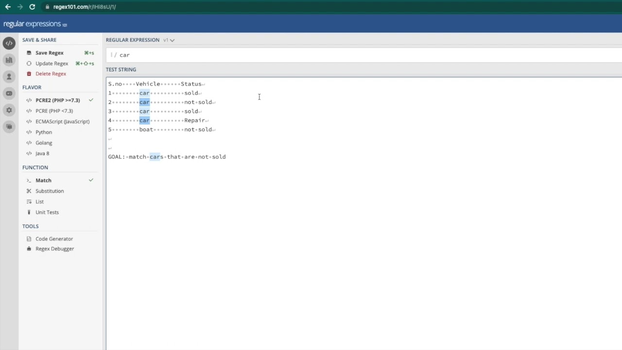 Practical Regular Expressions: Negative Lookahead
