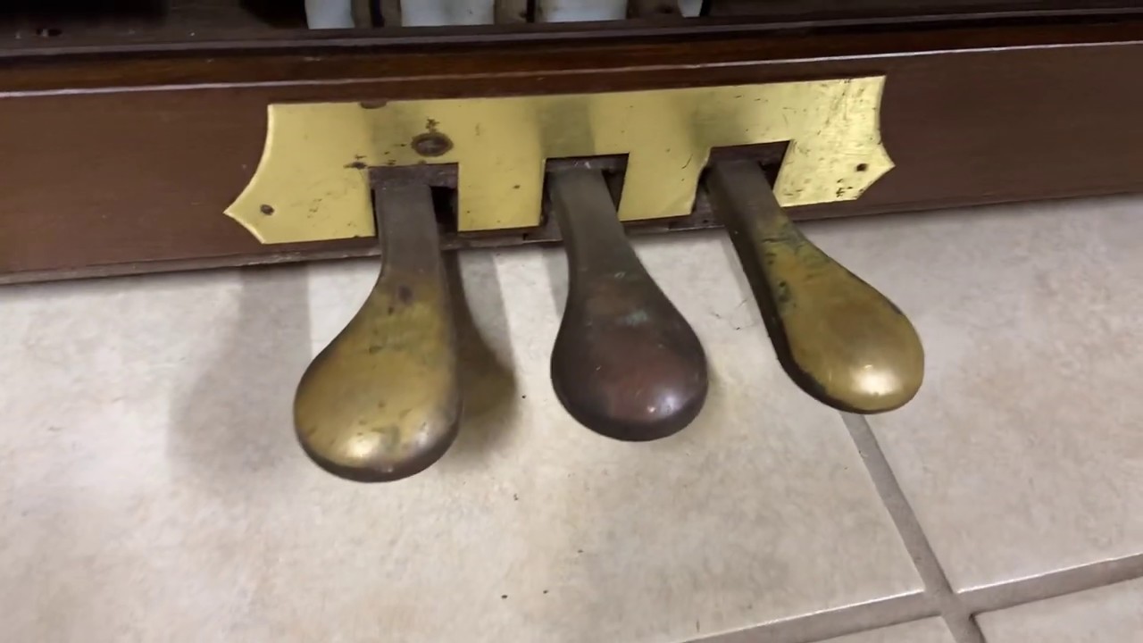 Clean your piano pedals with brasso and wire wool