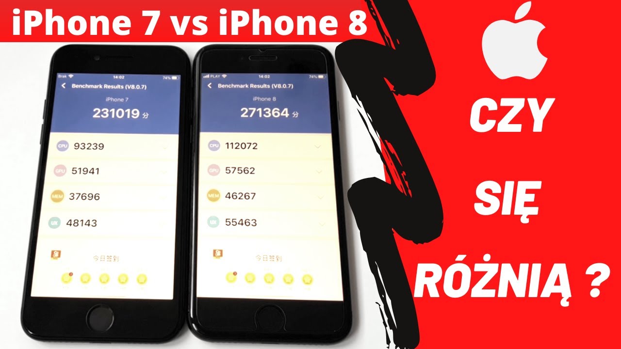 iPhone 7 vs iPhone 8, TEST, BENCHMARK, Por&oacute;wnanie,