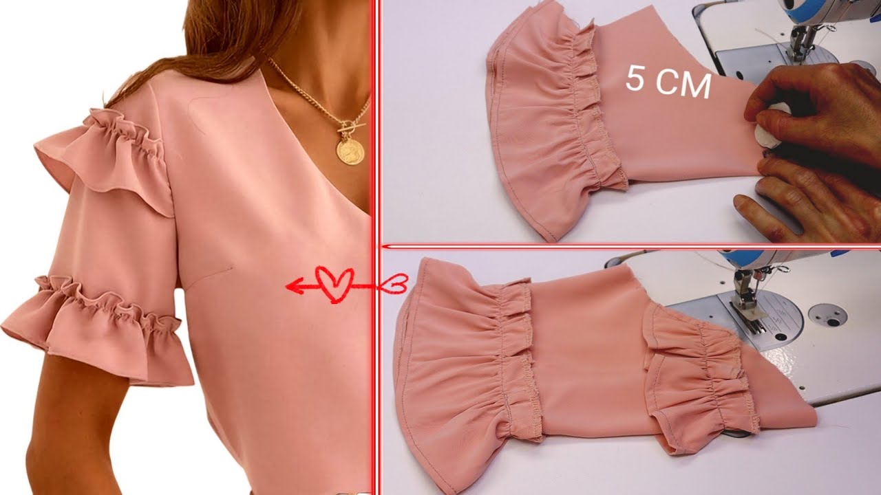 Sewing Tips and Tricks | Very Easy Ruffle Sleeves Design Cutting and Stitching