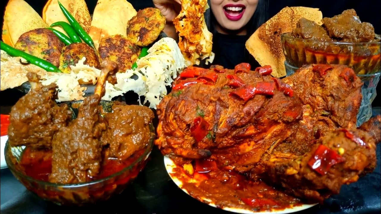 ASMR:WINTER SPECIAL FOOD|SPICY DUCK BHUNA,CHITA RUTI,BIG CHICKEN CHILLI,KHOLA PITHA,TIKKI#hungrygirl