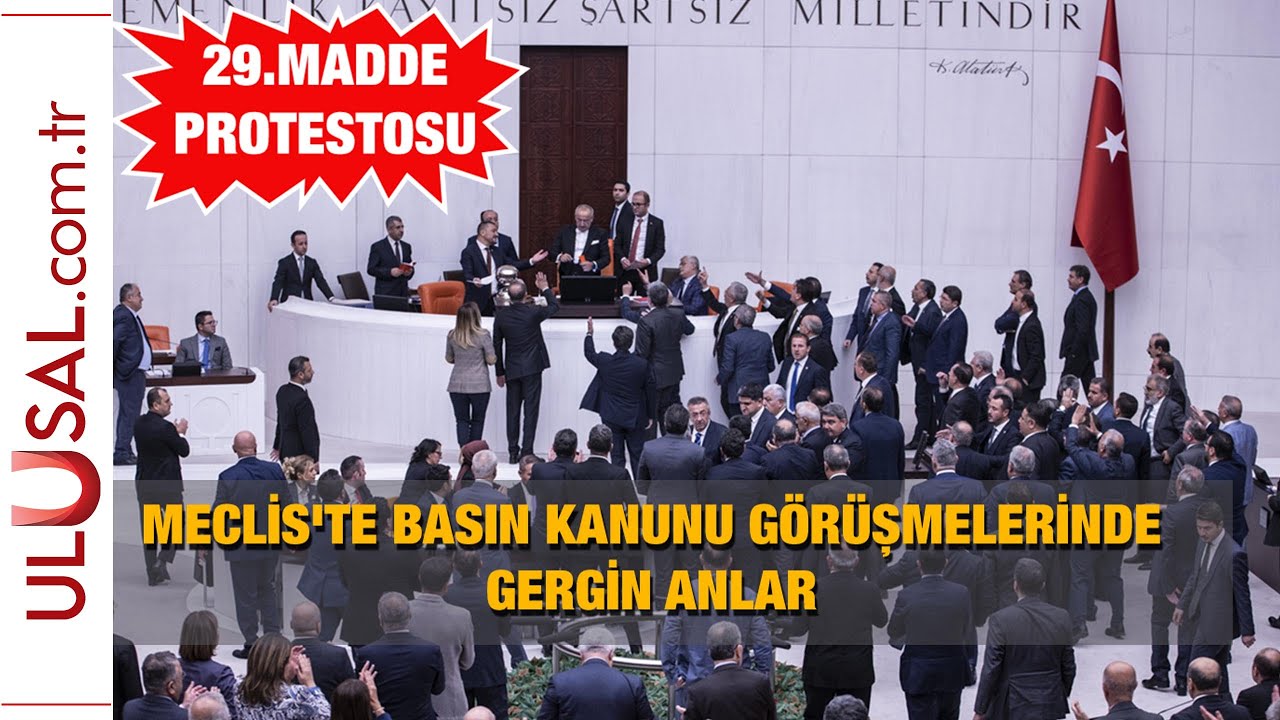 Meclis'te 29. madde protestosu: Basın Kanunu g&ouml;r&uuml;şmelerinde gergin anlar yaşandı