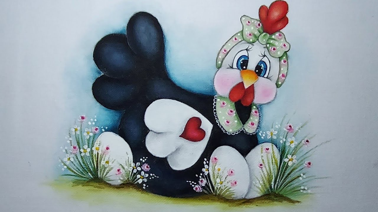 Galinha pintura em tecido (43)