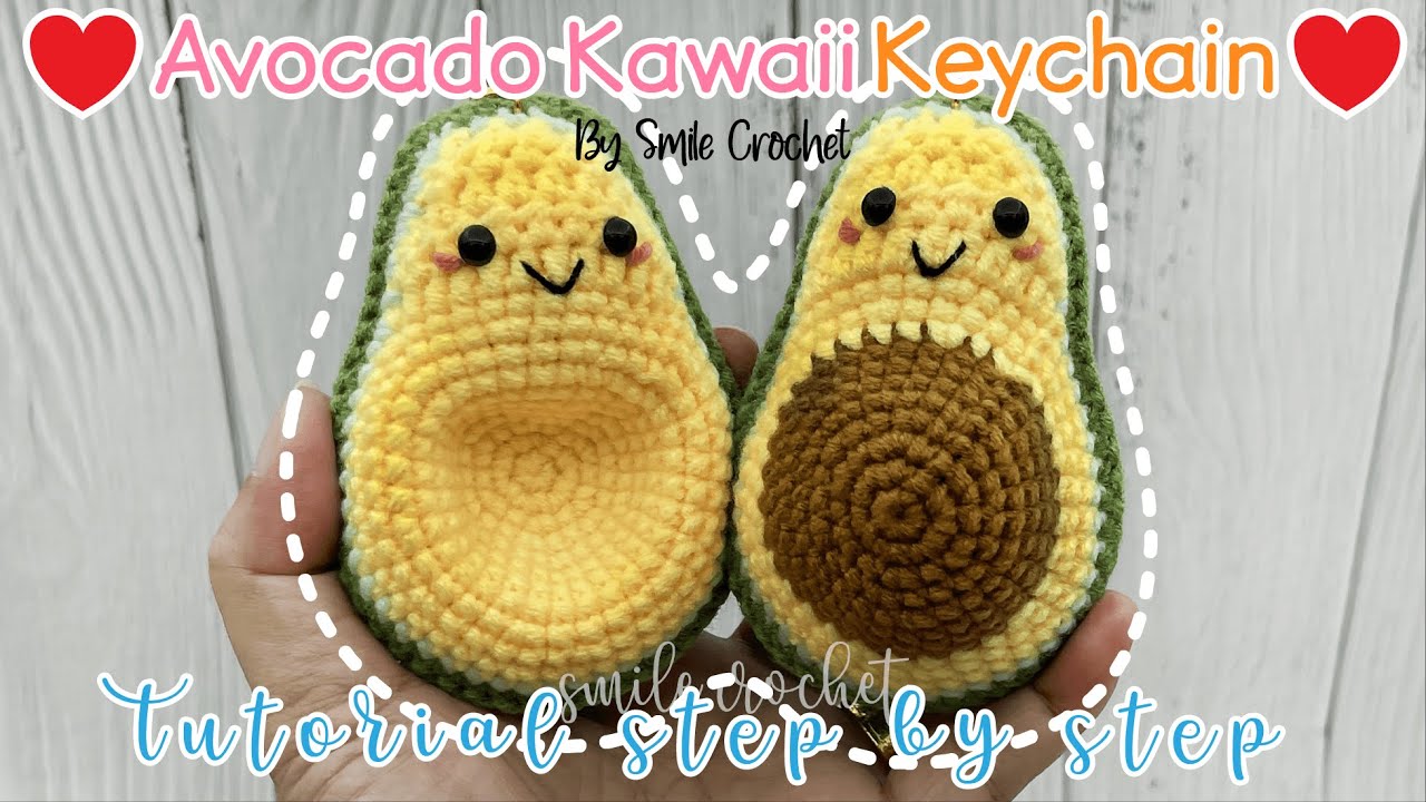 วิธีถักไหมพรม น้องอโวคาโด สุดน่ารัก How to Crochet Super Cute Avocado Kawaii Keychain. Easy Crochet.