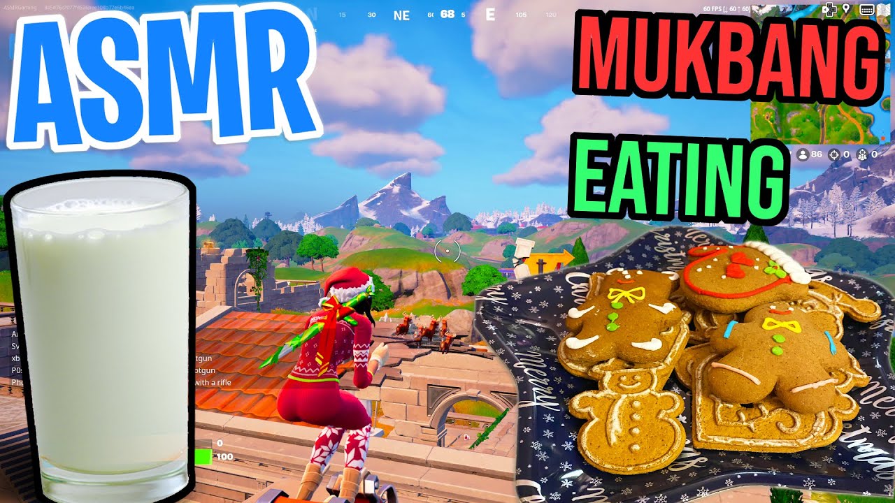 ASMR Gaming Mukbang 🍪🎄 Fortnite Christmas Cookies Relaxing Eating and Spectating 🎮🎧 Whispering 💤