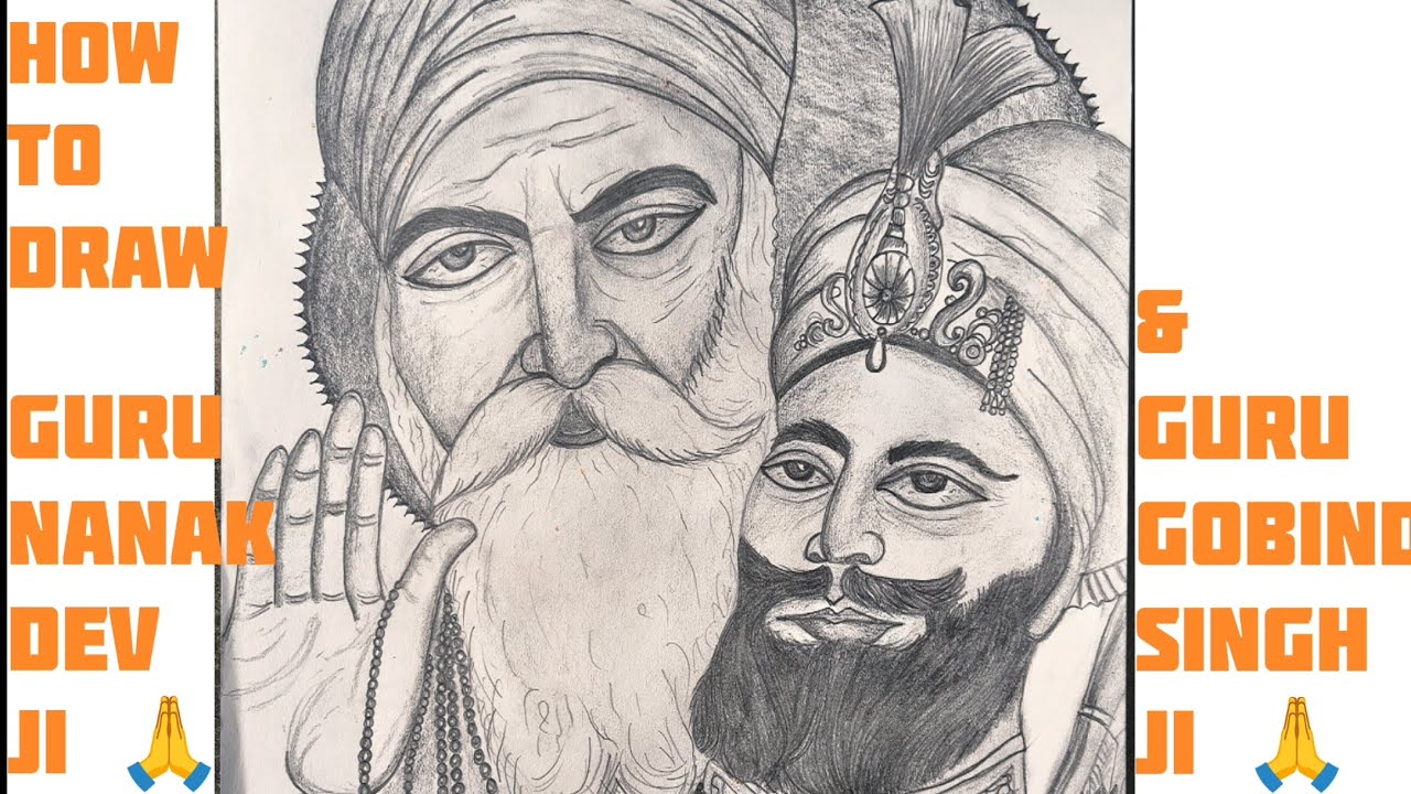 How to Draw Guru Nanak Dev Ji & Guru Gobind Singh ji 🙏