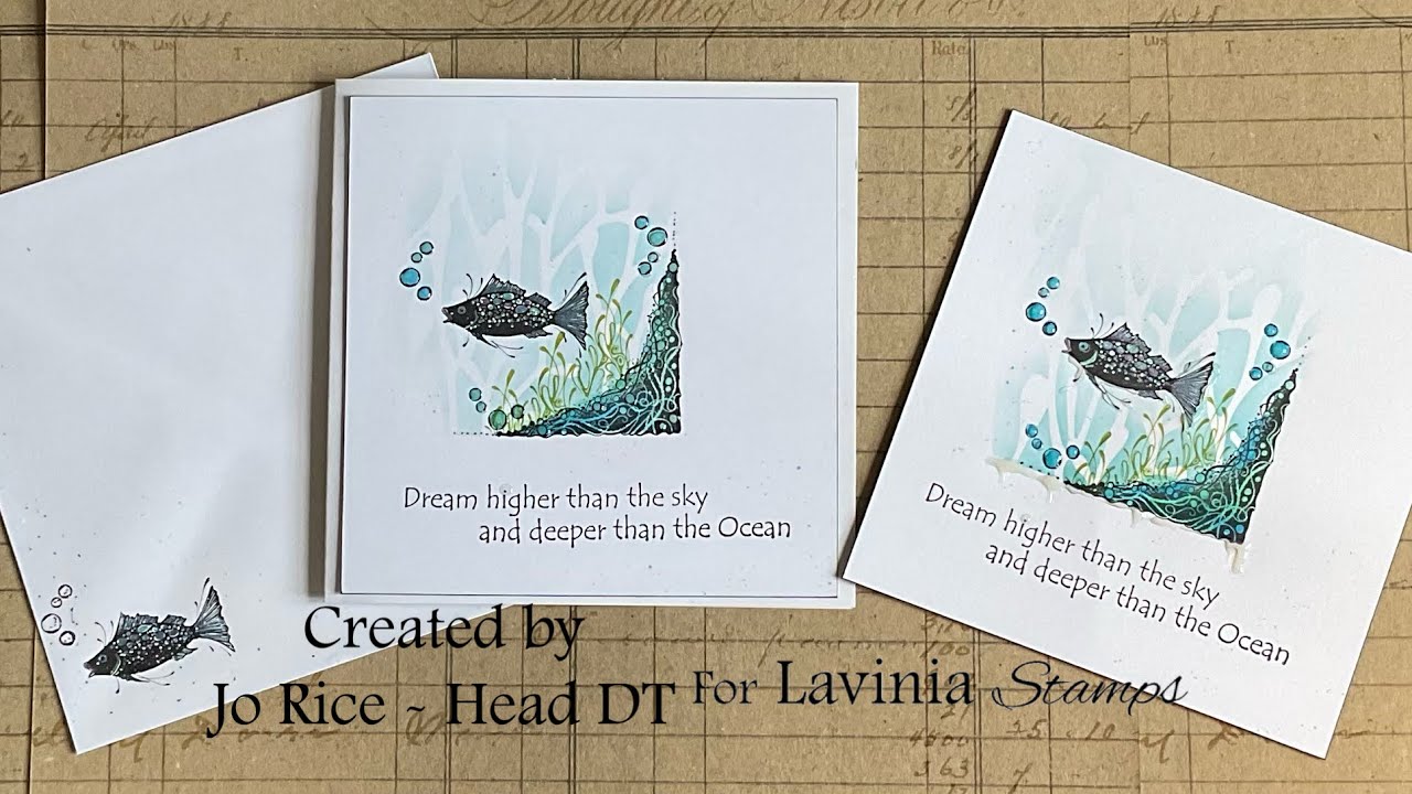 A Fishy little Corner by Jo Rice #laviniastamps #cardmaking #malecards