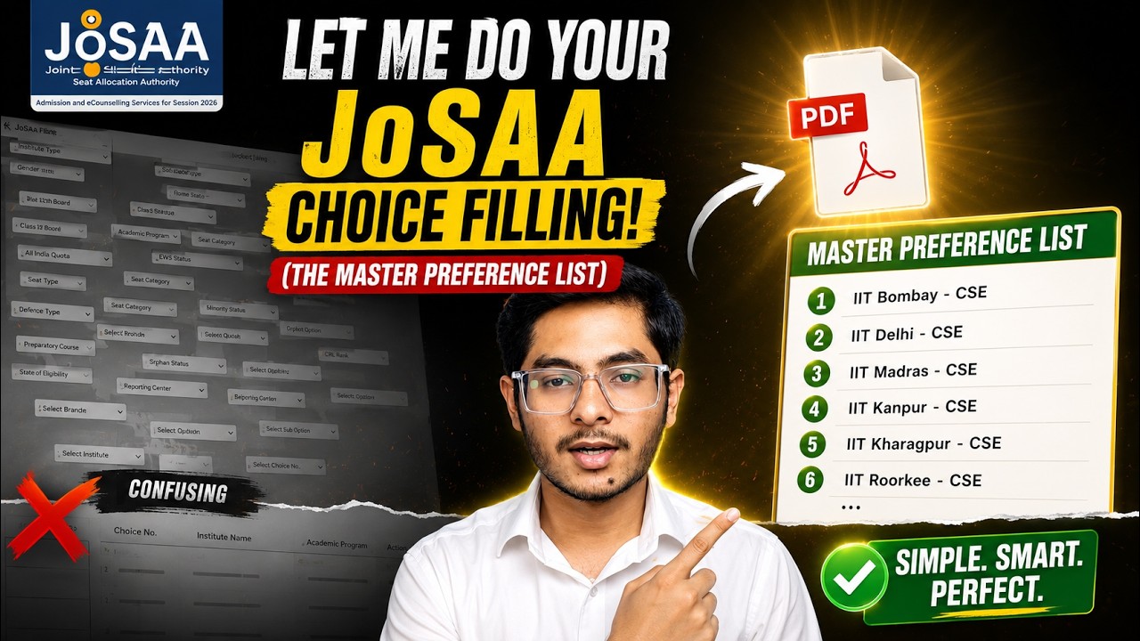 Let Me Do Your JoSAA Choice Filling! (The Master Preference List)