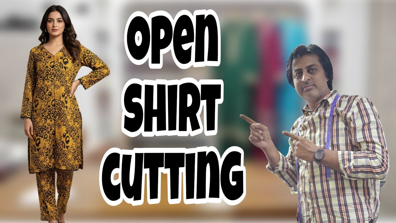 Method of cutting open shirt Lilan .اوپن شرٹ کٹنگ کرنے کا اسان طریقہ 