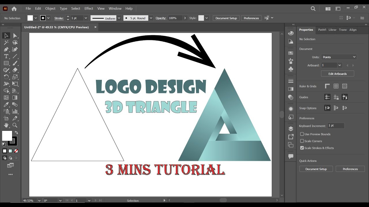 How to create 3D Triangle Gradient Logo Design in Adobe Illustrator CC 2023