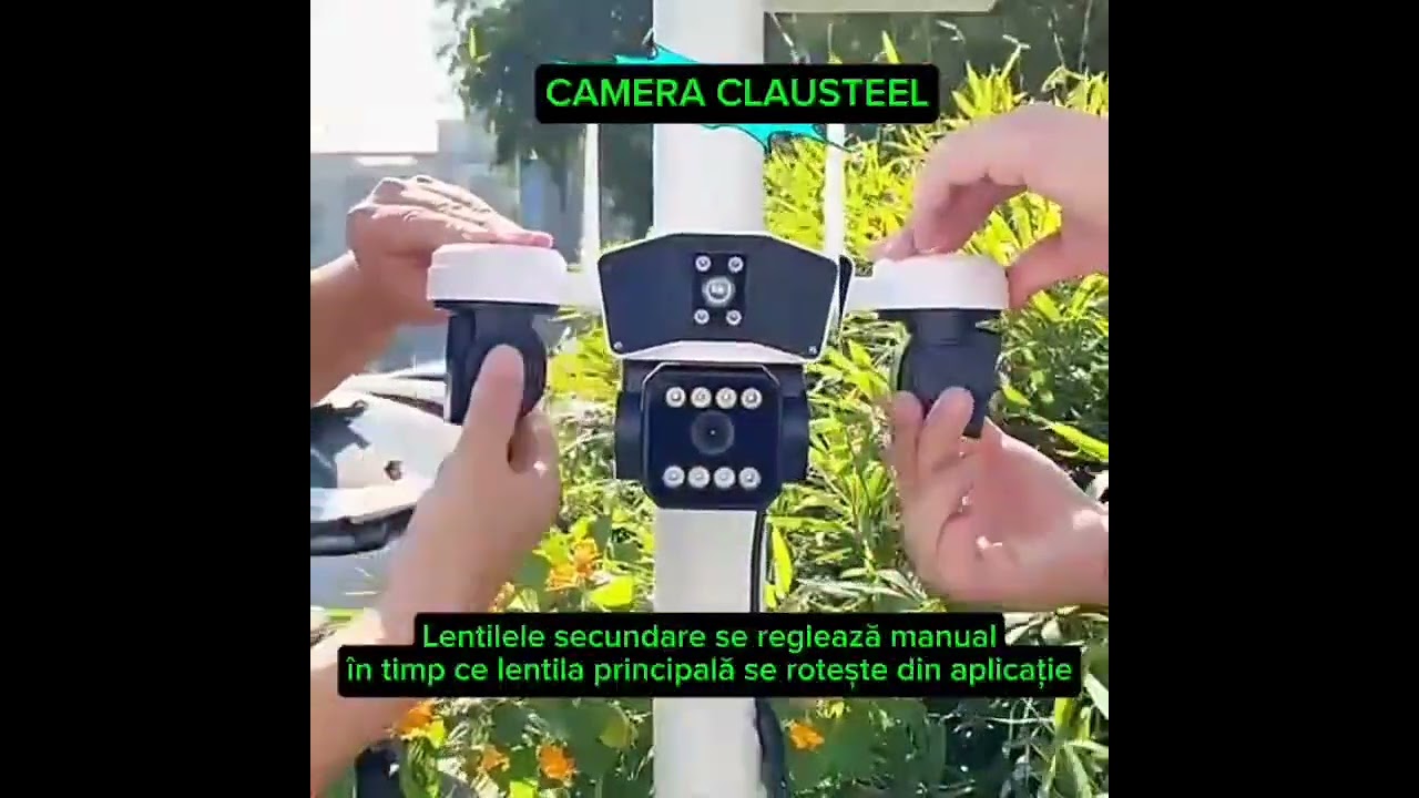 Camera de supraveghere CLAUSTEEL 3in1 cu panou solar, SIM 4G, 9MP, acumulator de 16.000 mAh