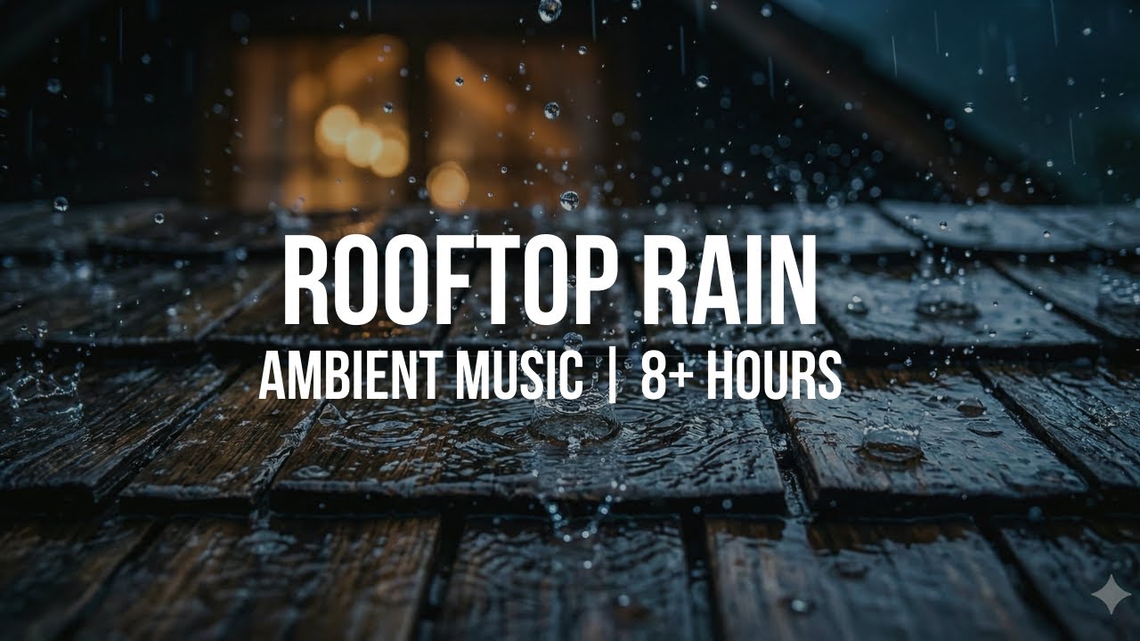 Rain on Roof with Thunder & Ambient Music | 8 Hours Storm Sounds for Sleep, Cozy Ambience