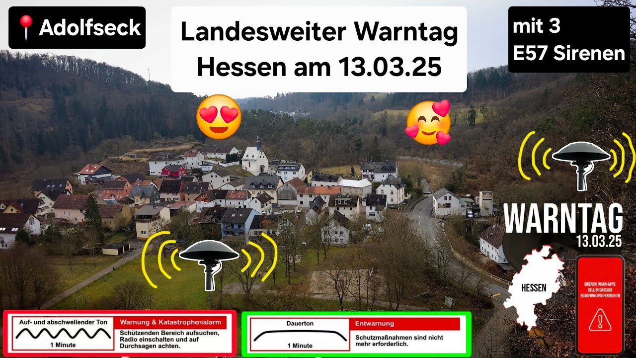 Landesweiter Warntag Hessen | 13.03.25 ab 10:15 Uhr |📍Adolfseck | + Cell-Broadcast