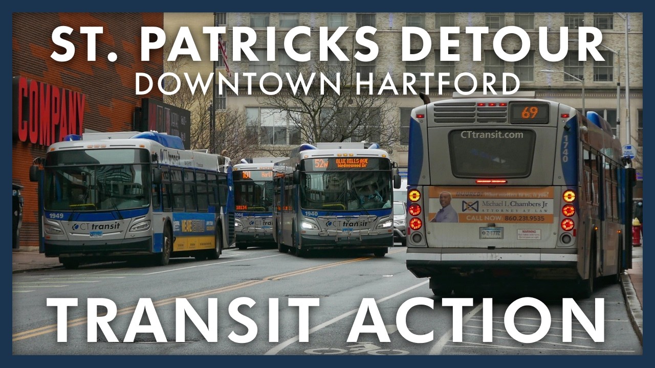[TRANSIT ACTION] CTtransit Buses during the St. Patrick's Day Parade Detours