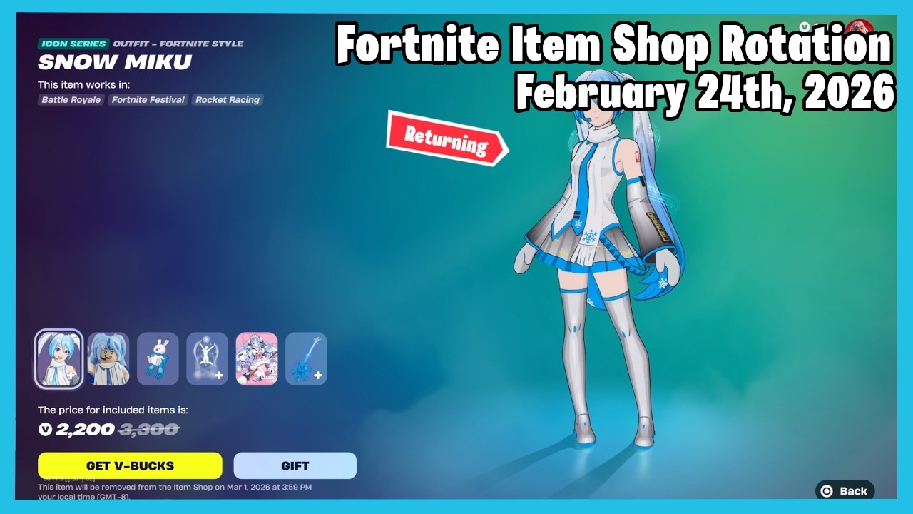 Snow Miku Returns | Fortnite Item Shop Rotation Today - February 24th, 2026