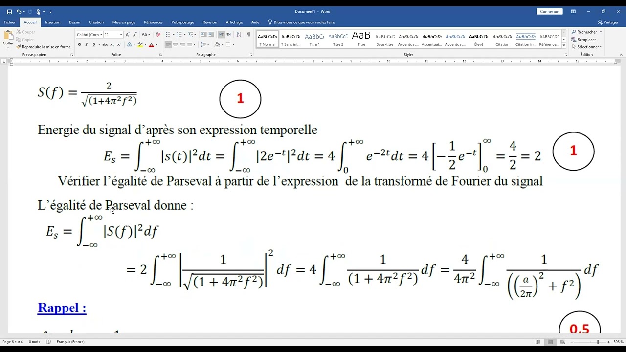 Exercice avec solution sur la Transformée de Fourier Module Théorie du signal