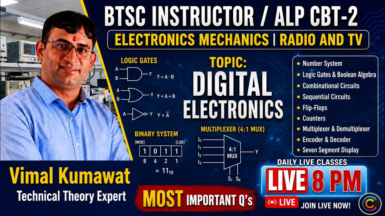 BTSC Instructor Digital Electronics | ALP CBT-2 Electronics Mechanics | Complete Theory + MCQs