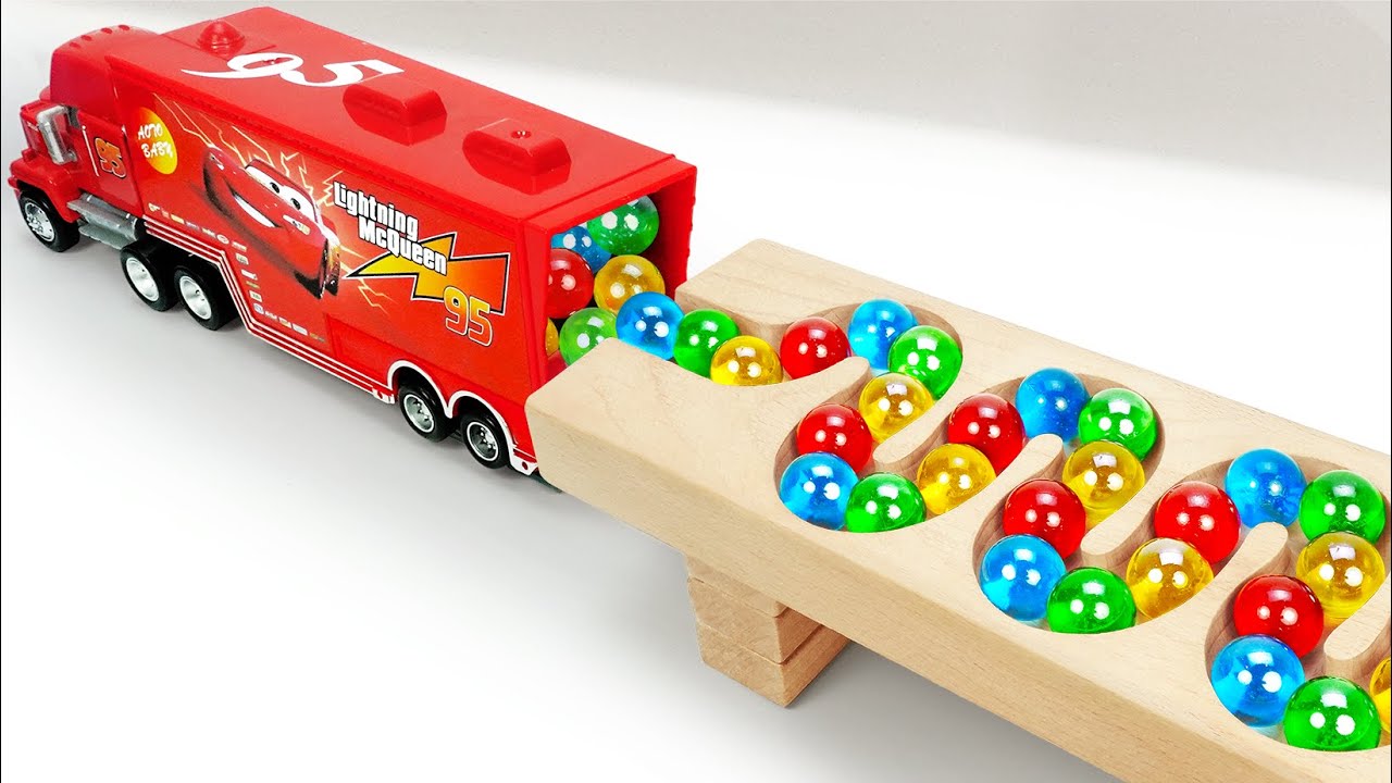 Marble Run ASMR Race ☆ HABA Slope & Dump Truck Excavator Ambulance Forklift Garbage Truck Tractors#8