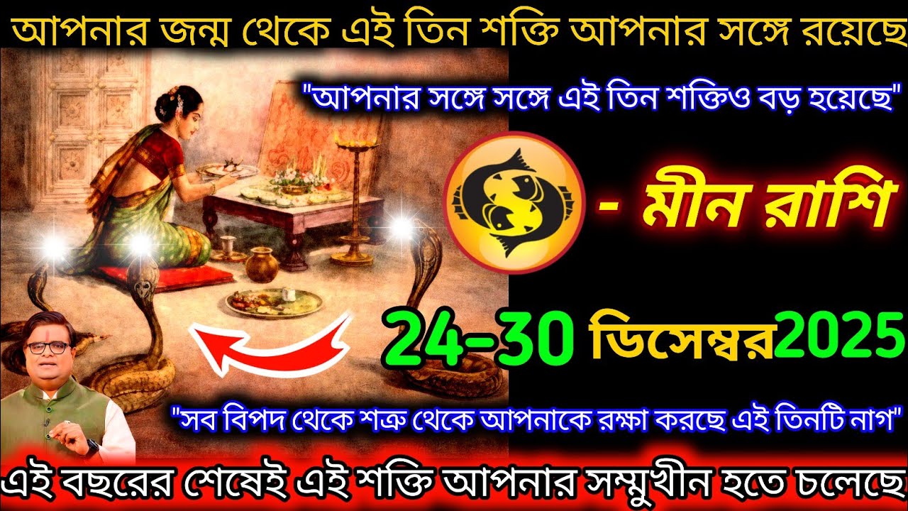 মীন রাশি ♓ আপনার জন্ম থেকে এই তিন নাগ শক্তি আপনার সঙ্গে রয়েছে|ভবিষ্যৎ বাণী|24-30 December 2025