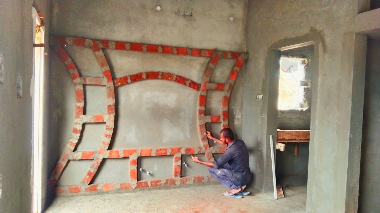 Hall room tv showcase design making video #elevation #housedesign #showcase