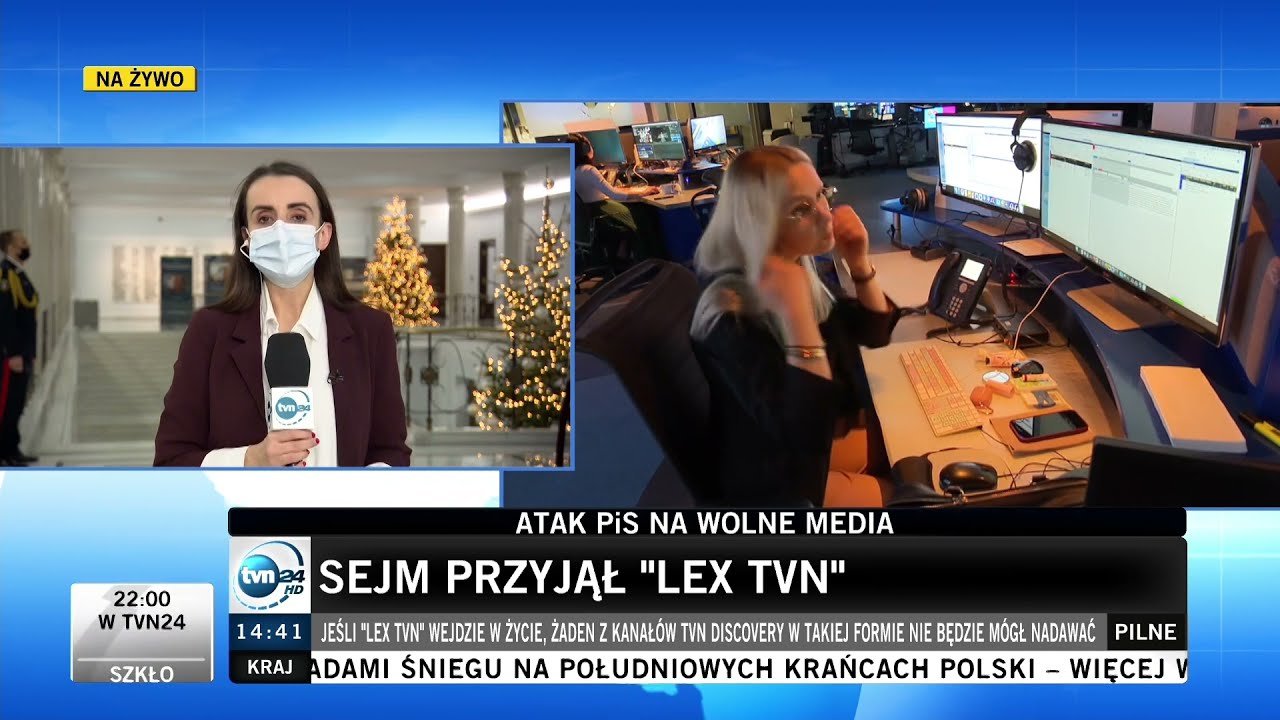 TVN24 - Zmiana oprawy na żałobną po przejściu Lex TVN w sejmie (17.12.2021 14:40)