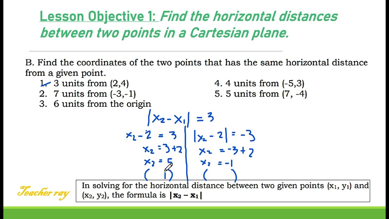 How to find the coordinates of the two points that has the same horizontal distance?
