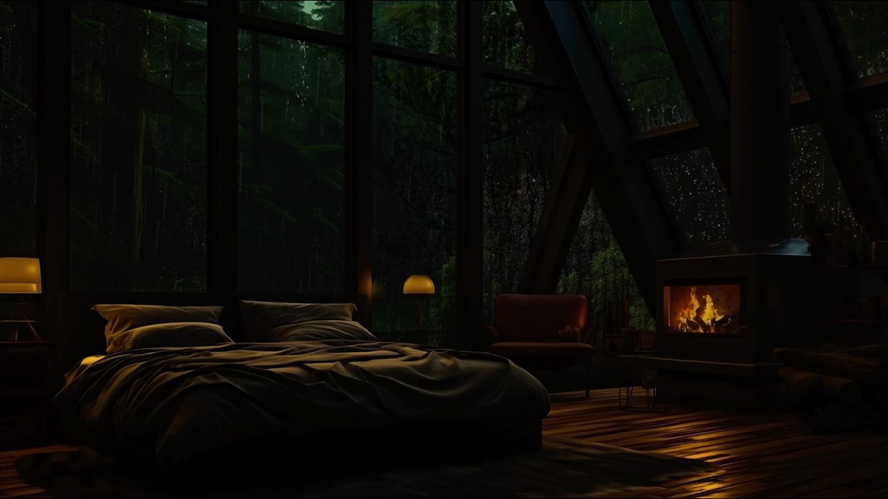 Softly Lit Bedroom | Thunderstorm Night Sounds ASMR fo Sleep