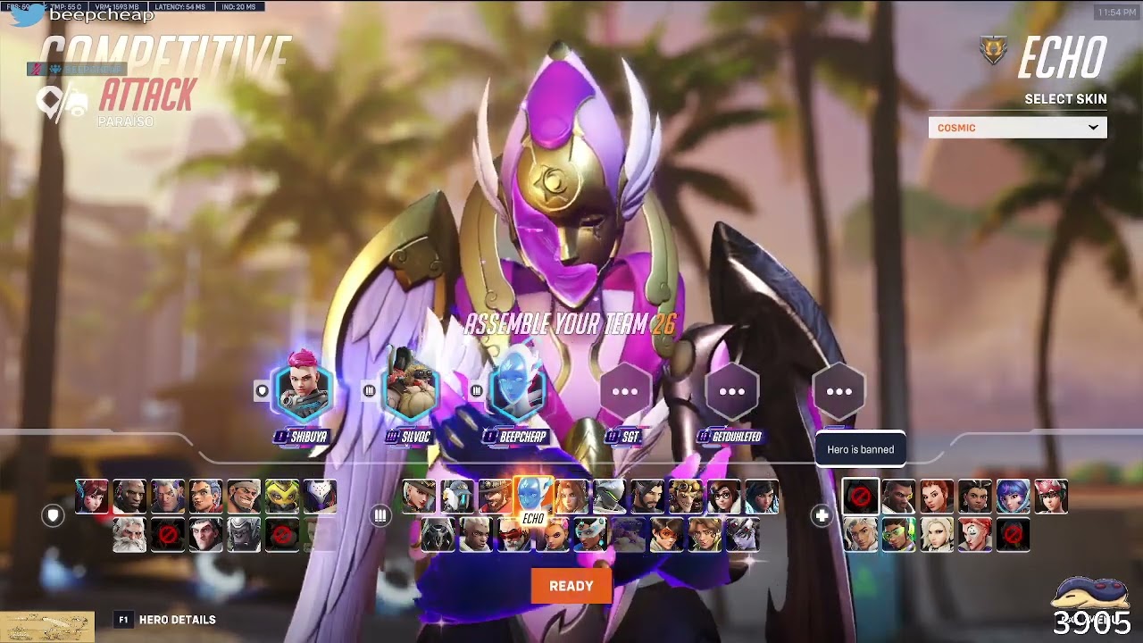 BEEPCHEAP - 40 EIMS - ECHO GAMEPLAY - OVERWATCH 2 СЕЗОН 16