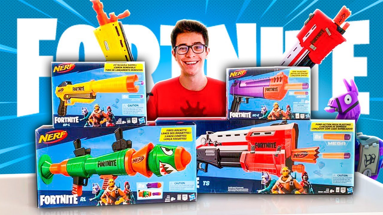 GANHEI TODAS AS NERFS DO FORTNITE DE PRESENTE!!