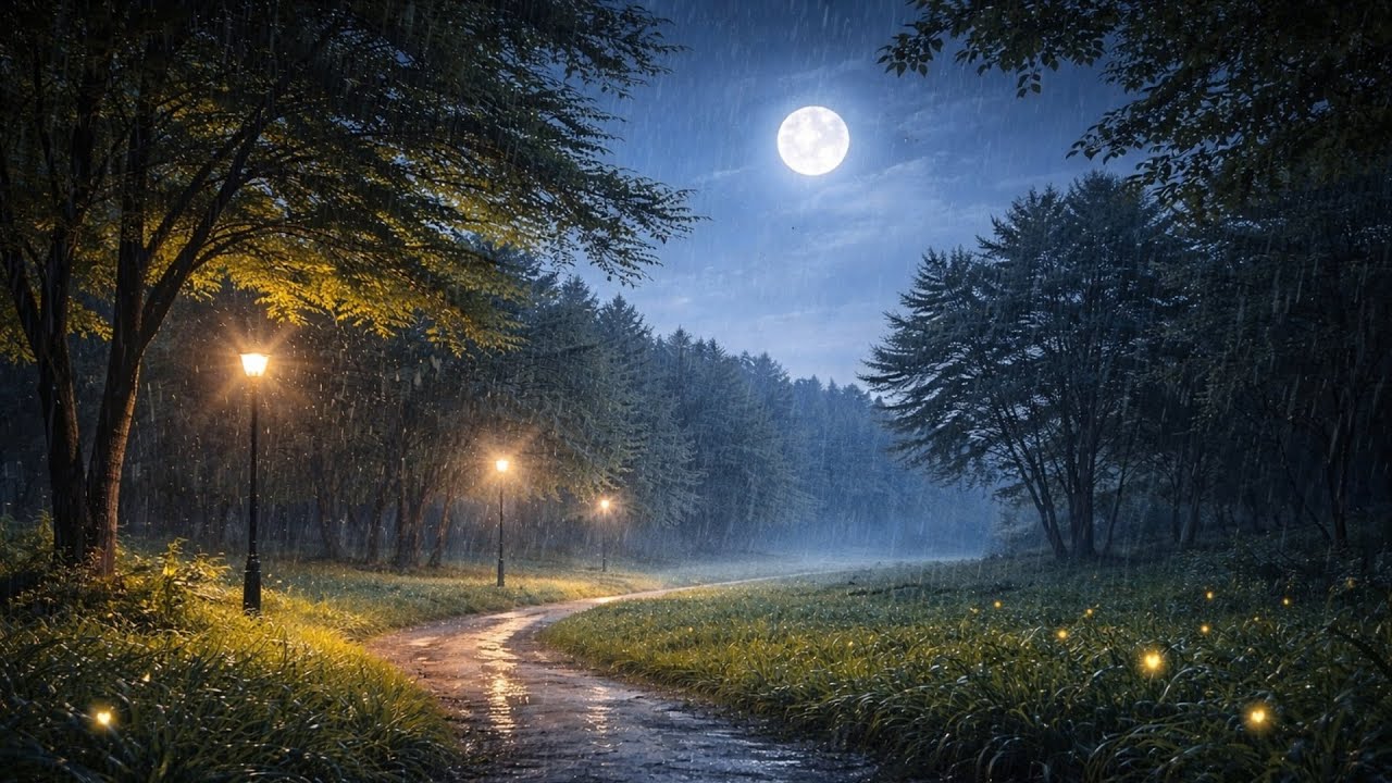 8 Hours Gentle Rain & Night Insects 🌙 Soft Rain White Noise for Sleep & Relaxation