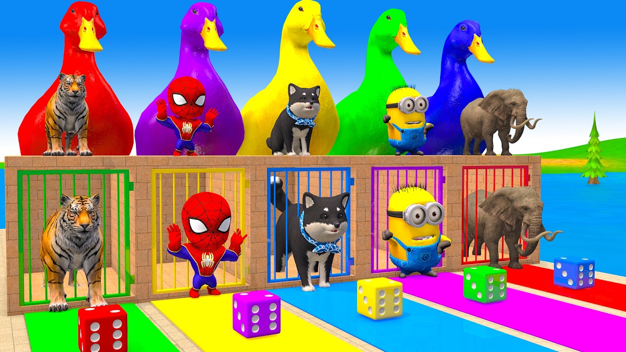 Long Slide Game With Cow Elephant Gorilla Hippopotamus Tiger 3d Animal Game Funny 3d Animals