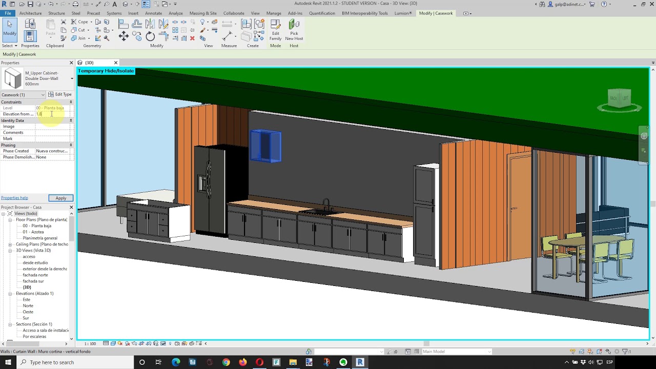 Crear mesadas y muebles para la cocina en Revit